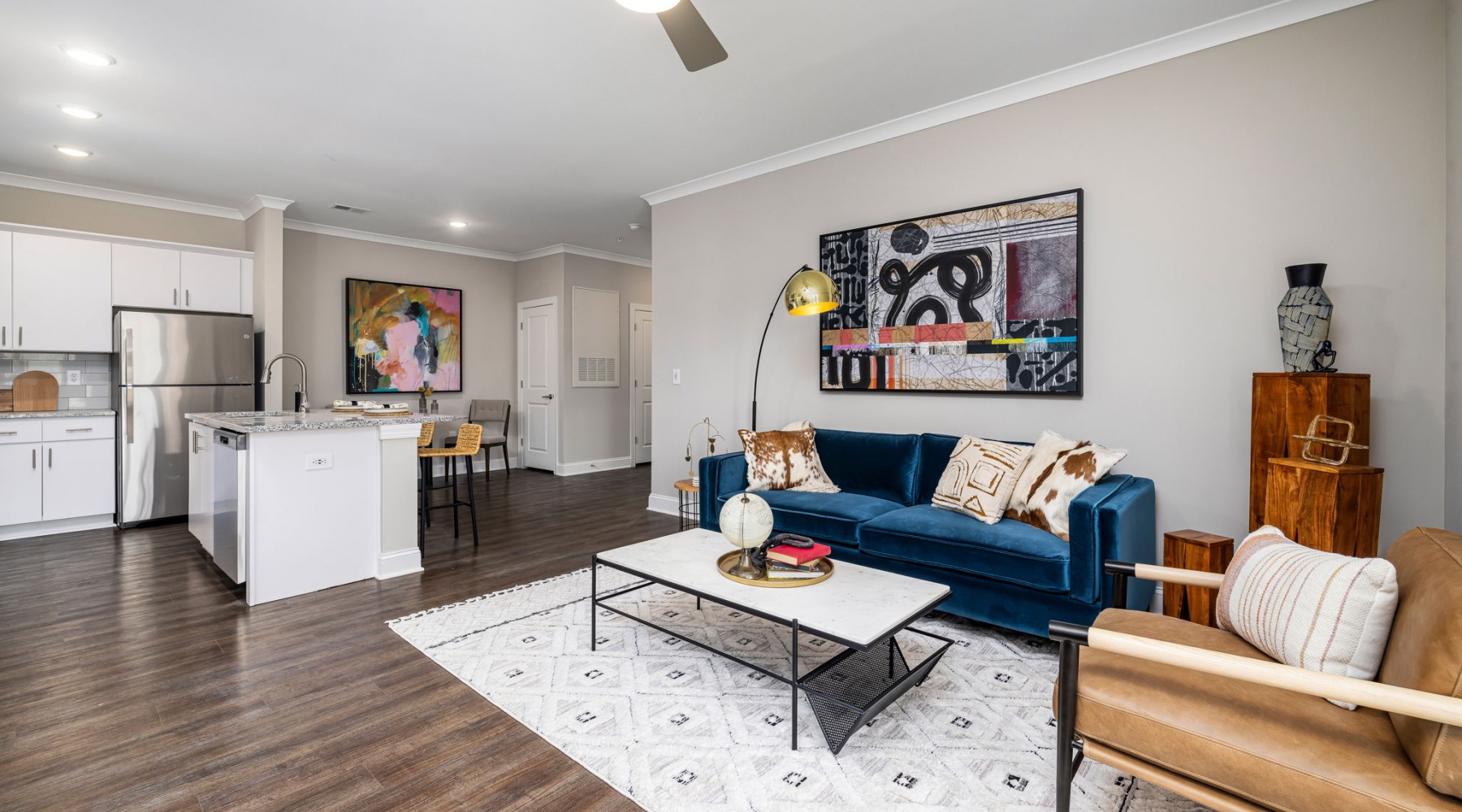 living room with couch & coffee table